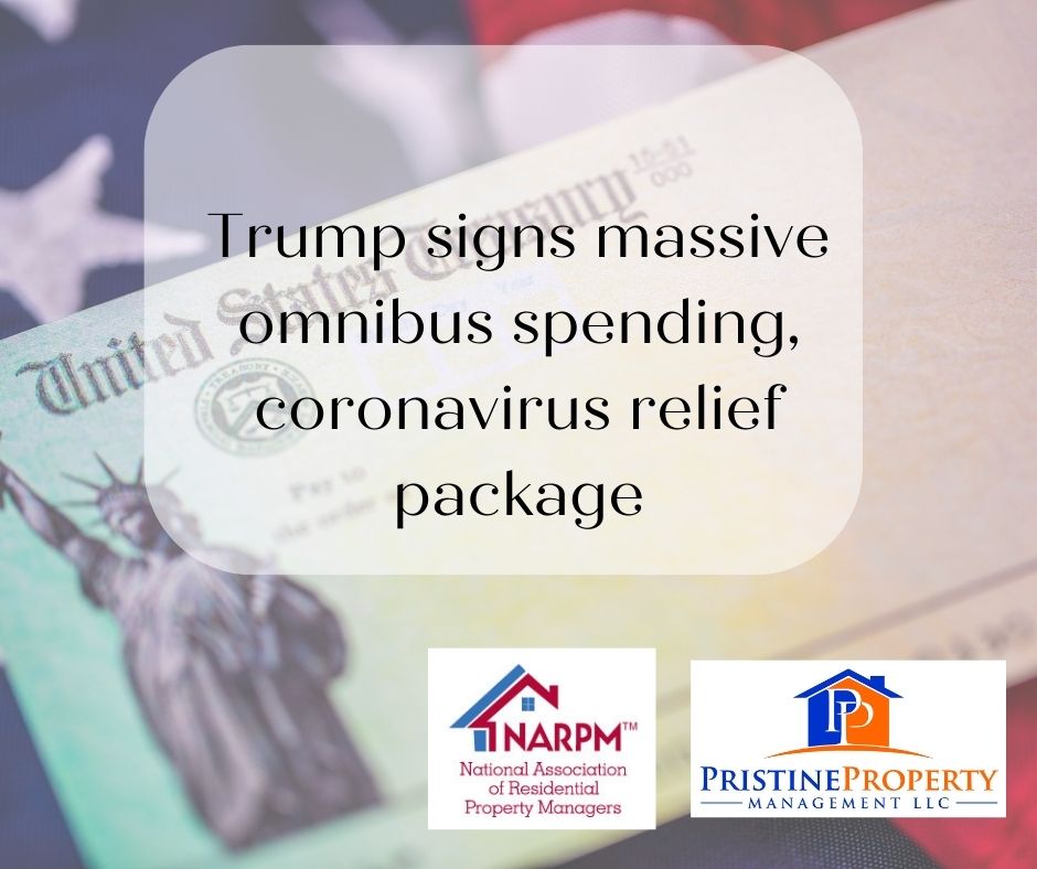 President Donald Trump on Sunday signed an omnibus government funding and pandemic aid package